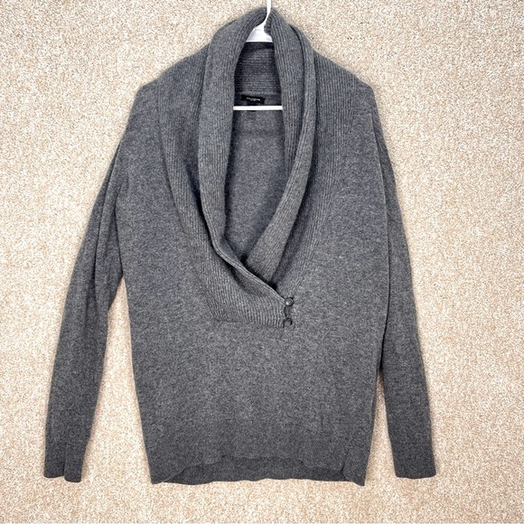 Imperfect Ann Taylor Cowl Neck Sweater size large grey gray neutral sweater - Picture 1 of 16